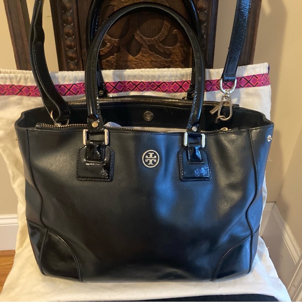 Large Tory Burch Black Leather Satchel